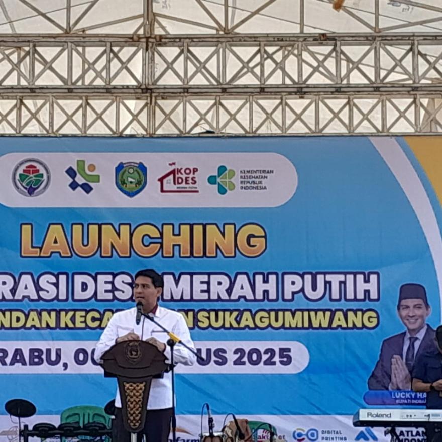 Bupati Indramayu Lucky Hakim Resmikan Koperasi Merah Putih Di Desa Bondan